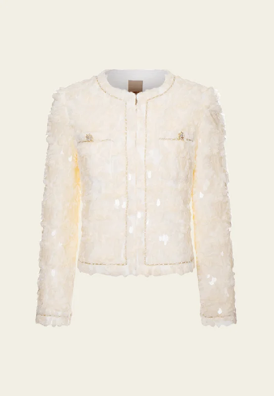 Women's High-Fashion Apparel Fashion Sale Frayed-effect Sequin-detail Metalic-trim Jacket Women's High-Fashion Apparel Fashion Sale Frayed-effect Sequin-detail Metalic-trim Jacket