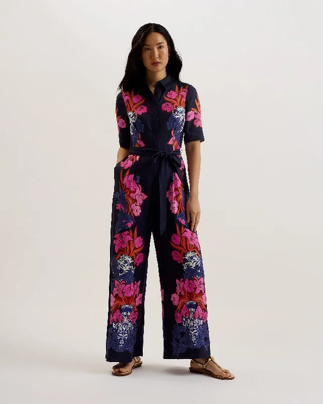 Women's Clothing Sets Exclusive Discount Kimmyko Open Collar Wide Leg Jumpsuit Dk-Blue Women's Clothing Sets Exclusive Discount Kimmyko Open Collar Wide Leg Jumpsuit Dk-Blue