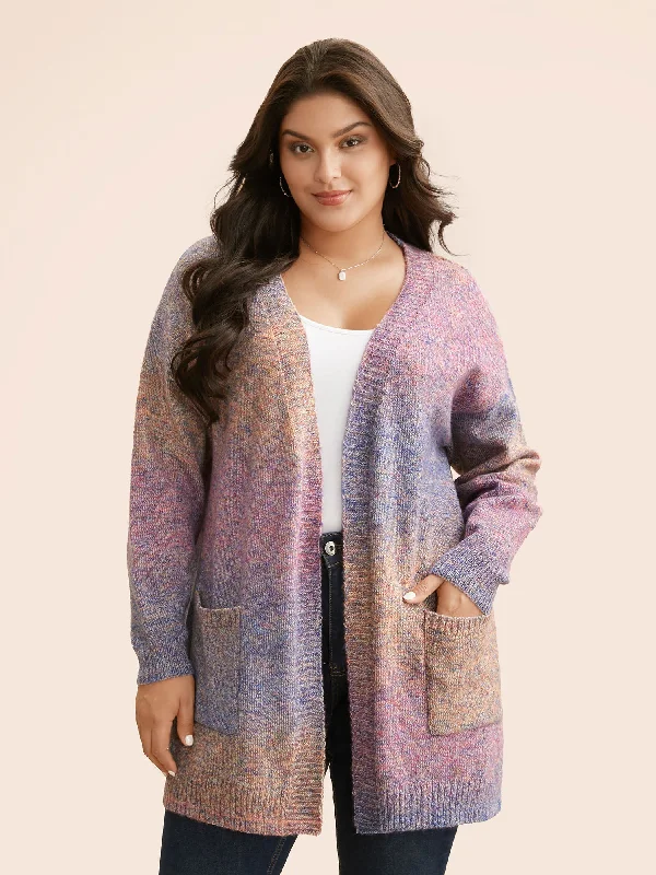 Women's Night-Out Outfit Your Timeless Wardrobe Awaits Gradient Dyeing Patch Pocket Cardigan