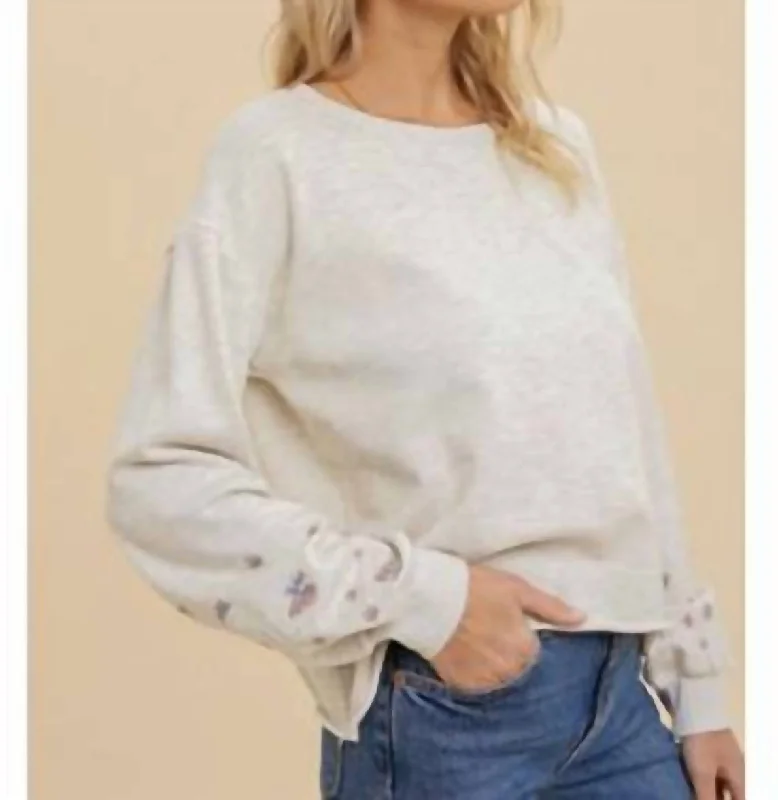 Women's Tailored Outfit Budget-Friendly Fashion Embroidered Sweatshirt In Grey