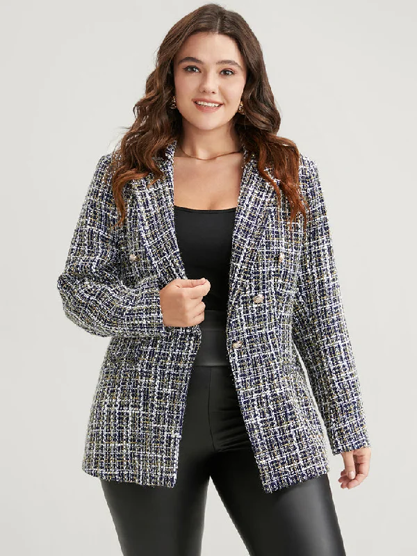 Casual Outfit For Women Quick Grab Deals Plaid Tweed Pocket Suit Collar Blazer