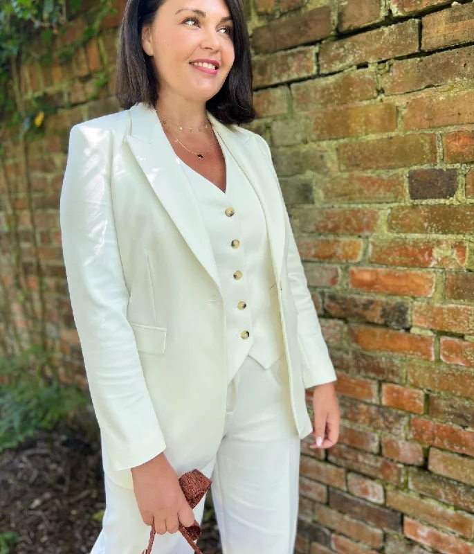 Sustainable Fashion Clothing For Women Limited Time Offers Ivory Tailored Blazer