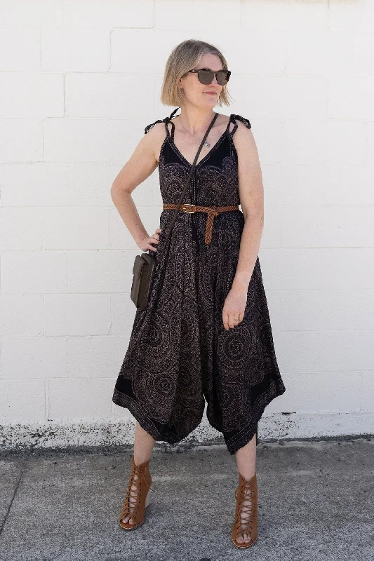 Charming Everyday Clothing For Women Seasonal Fashion Black Mandala Resort Jumpsuit