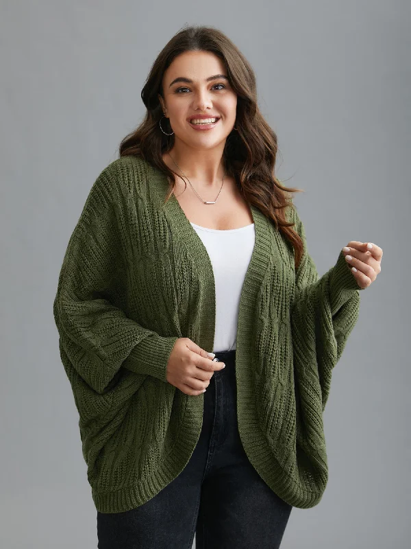 Women's Clothing For Outdoor Events Wardrobe Refresh Curved Open-Front Dolman Sleeve Knit Cardigan Women's Clothing For Outdoor Events Wardrobe Refresh Curved Open-Front Dolman Sleeve Knit Cardigan