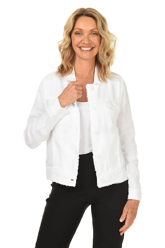 Women's Trendy Outfit Athleisure Wear Promotion Frayed Linen Jacket