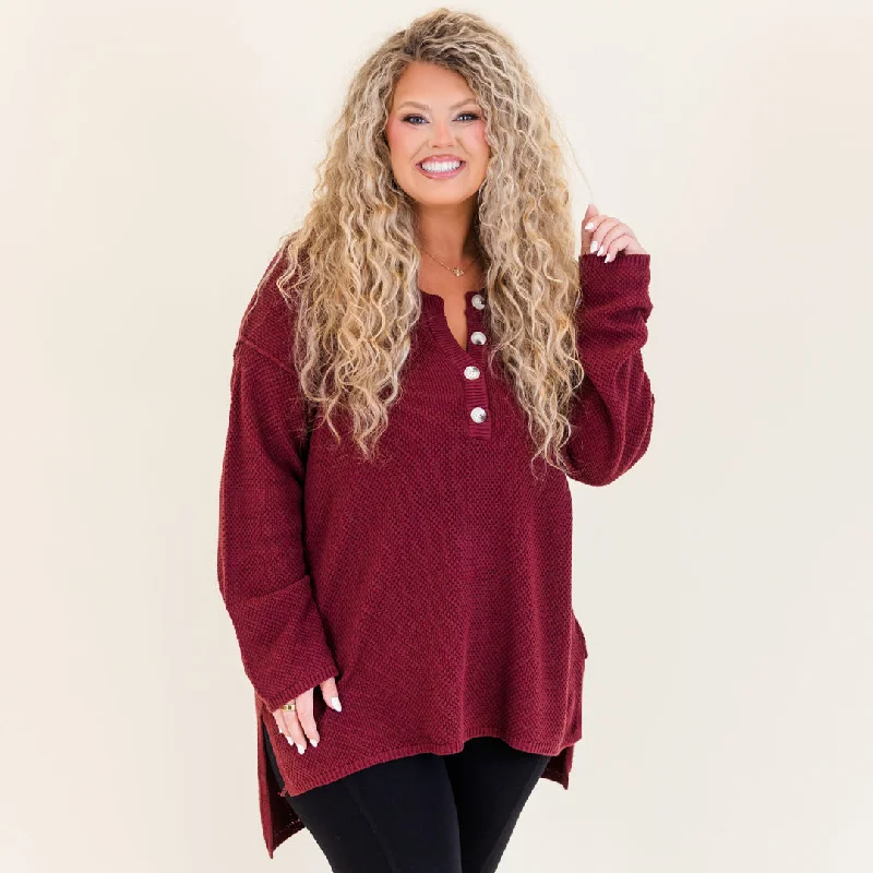 Sustainable Women's Apparel Feminine Elegance Apple Picking Sweater, Wine