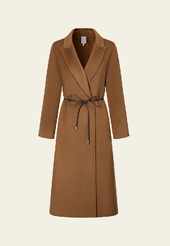 Women's Comfy Attire For Lounging Step Ahead, Lead The Trend Shawl-lapel Leather Tie-belt Coat Women's Comfy Attire For Lounging Step Ahead, Lead The Trend Shawl-lapel Leather Tie-belt Coat