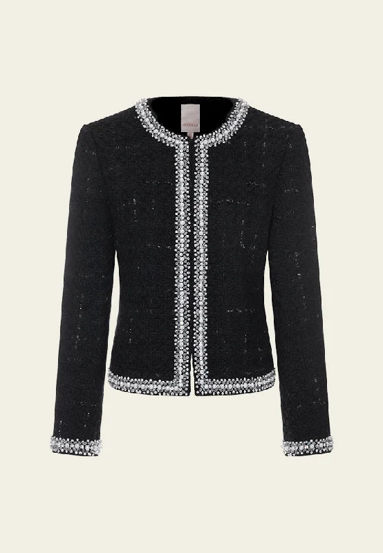 Women's Elegant Apparel Comfort Centric Apparel Contrasting Embellished-trim Lurex-detail Jacket Women's Elegant Apparel Comfort Centric Apparel Contrasting Embellished-trim Lurex-detail Jacket