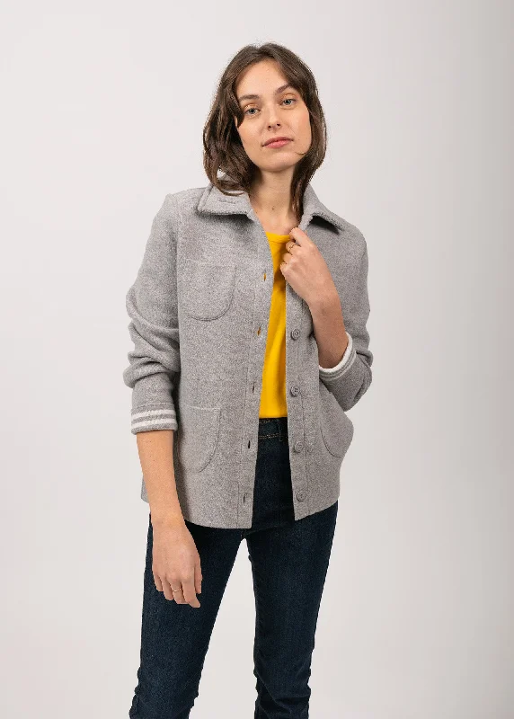 Women's Chic Outerwear Attire Odd Size Clearance Sale NASHVILLE - Short Buttoned Jacket with Patch Pockets for Women (LIGHT GREY / WINTER WHITE) Women's Chic Outerwear Attire Odd Size Clearance Sale NASHVILLE - Short Buttoned Jacket with Patch Pockets for Women (LIGHT GREY / WINTER WHITE)