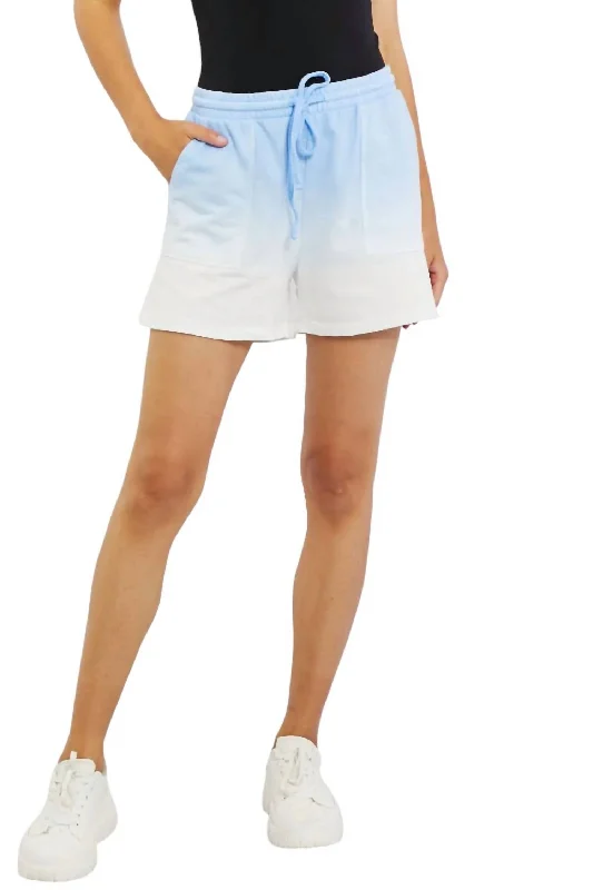 Women's Vacation Attire Elevate Your Wardrobe In The Zone Full Size Dip Dye High Waisted Shorts In Light Blue Women's Vacation Attire Elevate Your Wardrobe In The Zone Full Size Dip Dye High Waisted Shorts In Light Blue