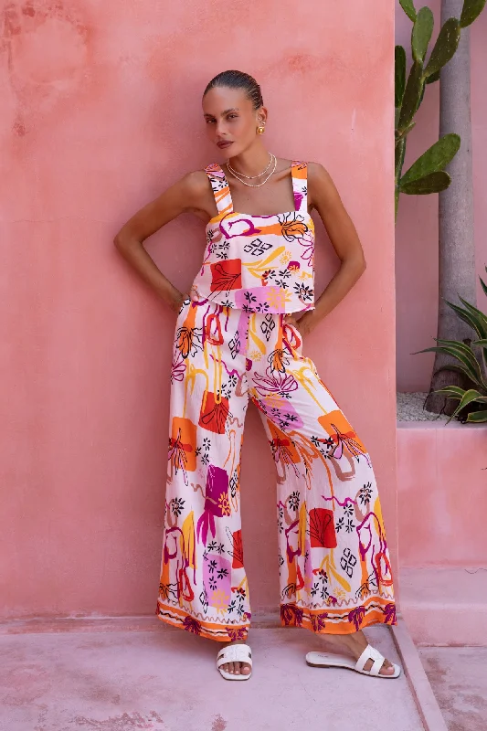 Women's Vintage-Inspired Clothing Exclusive Sale Saffron Orange Abstract Jumpsuit