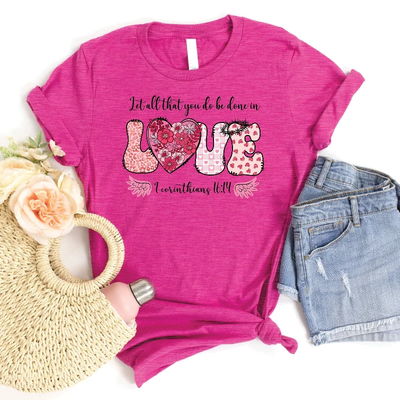 Women's Everyday Apparel Trendy Pulse Let All That You Do Heart Tee