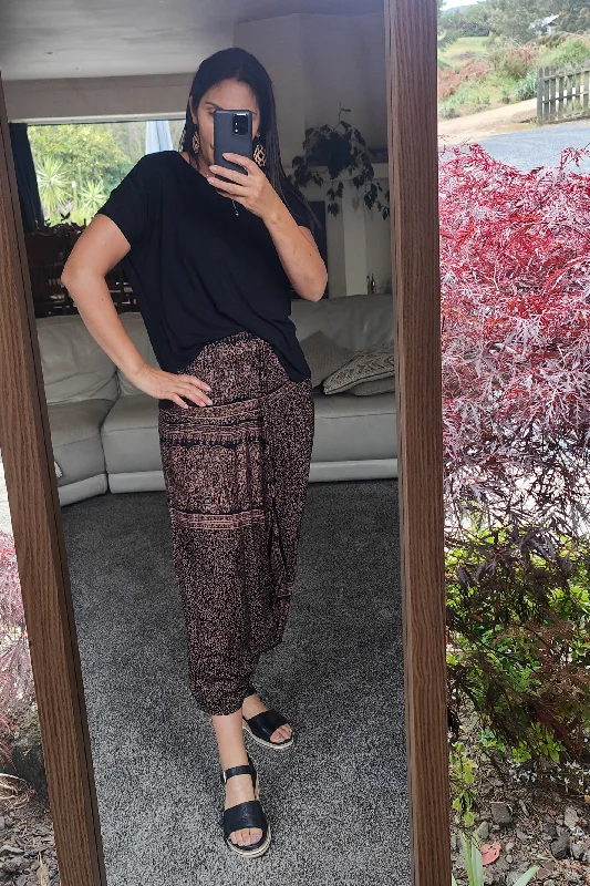 Women's Seasonal Clothing Chic Style Aladdin Pants/Jumpsuit - Black Mandala