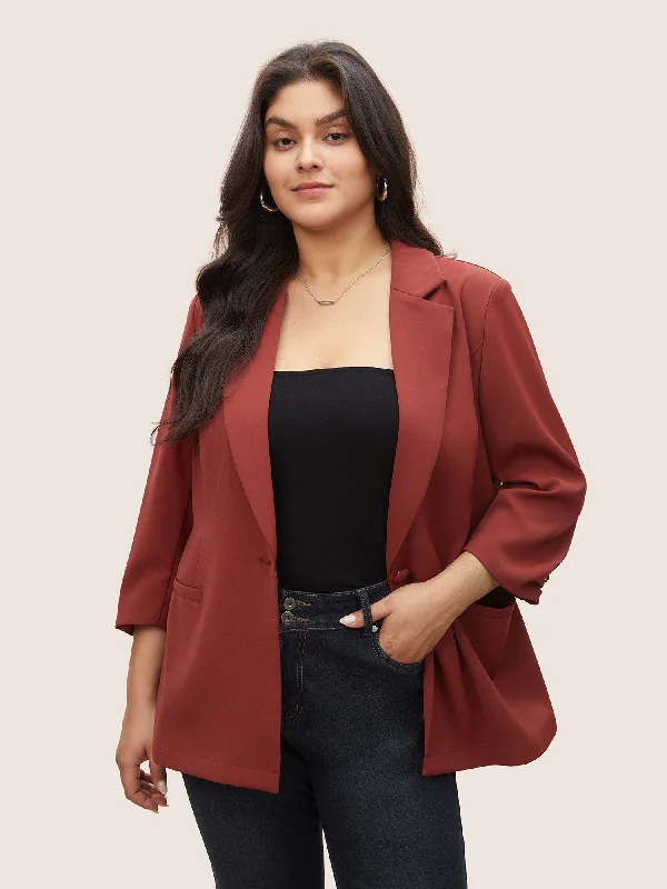Women's Vintage-Inspired Clothing Ends Soon Suit Collar Button Detail Gathered Sleeve Blazer