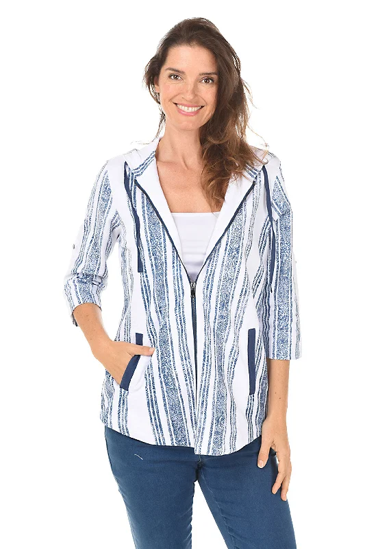 Timeless Women's Clothes Cool Prices Striped Roll Sleeve Zip Hoodie
