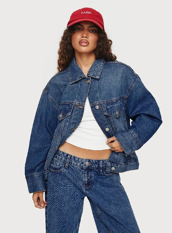 Women's Vintage-Inspired Outfit Hot Brand Discounts Kooper Denim Jacket Vintage Mid Wash Women's Vintage-Inspired Outfit Hot Brand Discounts Kooper Denim Jacket Vintage Mid Wash
