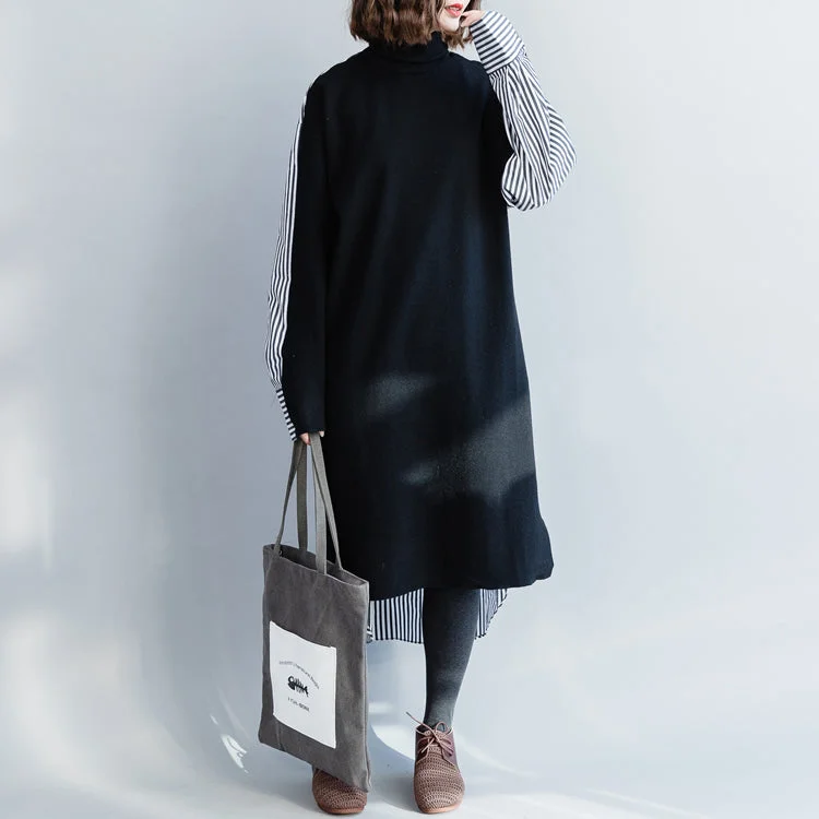 Women's Travel Garments Seasonal Trends Loose cotton Robes Soft Surroundings high neck Batwing Sleeve Shirts black Art Dresses Women's Travel Garments Seasonal Trends Loose cotton Robes Soft Surroundings high neck Batwing Sleeve Shirts black Art Dresses