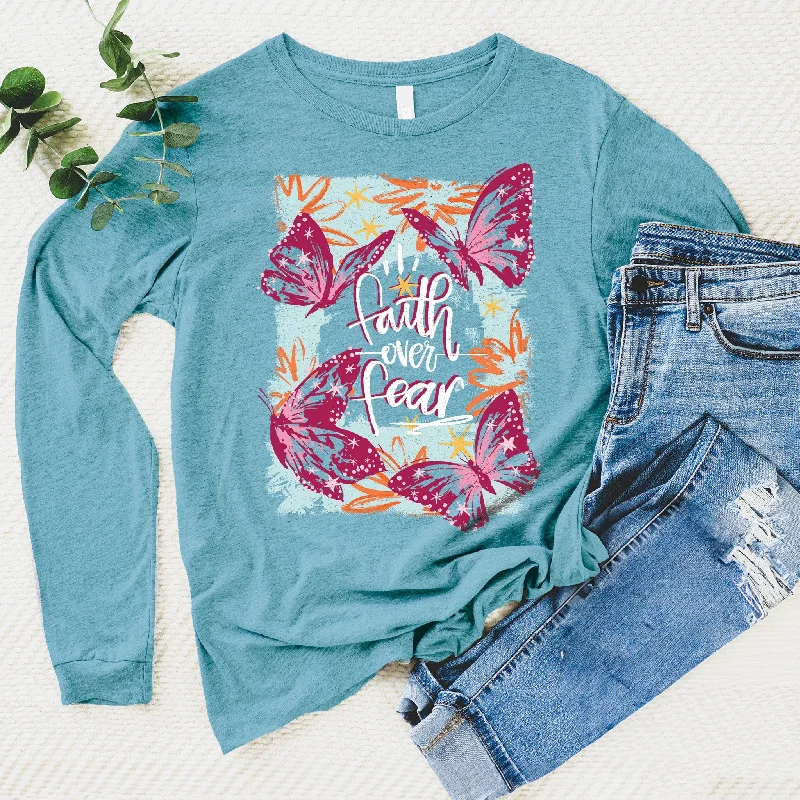 Women's Elegant Clothing Sets Casual Weekend Relaxed Style Faith Over Fear Butterflies Long Sleeve Women's Elegant Clothing Sets Casual Weekend Relaxed Style Faith Over Fear Butterflies Long Sleeve