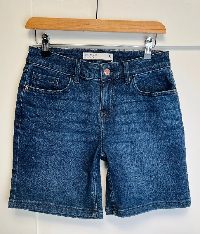 Women's Outerwear Garments Fashion Sale Inky Blue Denim Mid Length Boy Shorts