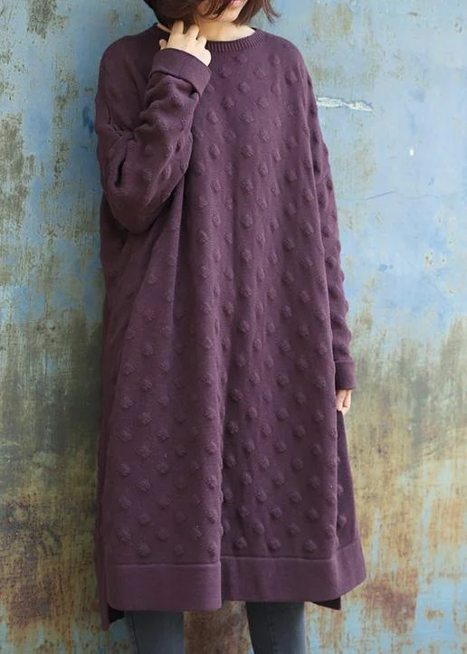 Women's Plus-Size Attire Fashion Sale Simple side open Sweater winter dresses Street Style purple Largo knitwear Women's Plus-Size Attire Fashion Sale Simple side open Sweater winter dresses Street Style purple Largo knitwear