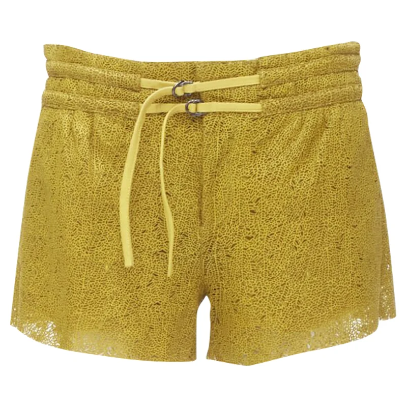 Women's Vacation Clothes Luxury Fashion Helmut Lang laser cut leather lined shorts
