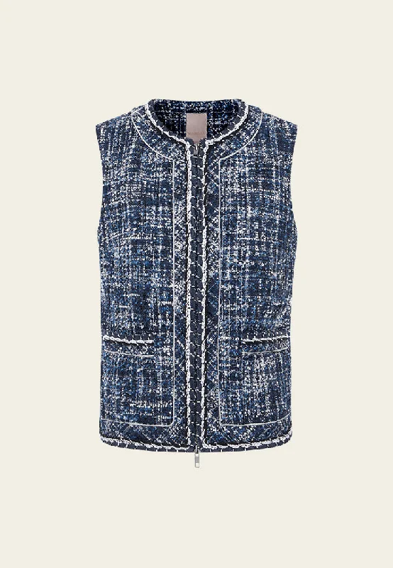 Modern Women's Clothes Budget-Friendly Fashion Structured Patchwork Checked Patch-pocket Vest Modern Women's Clothes Budget-Friendly Fashion Structured Patchwork Checked Patch-pocket Vest