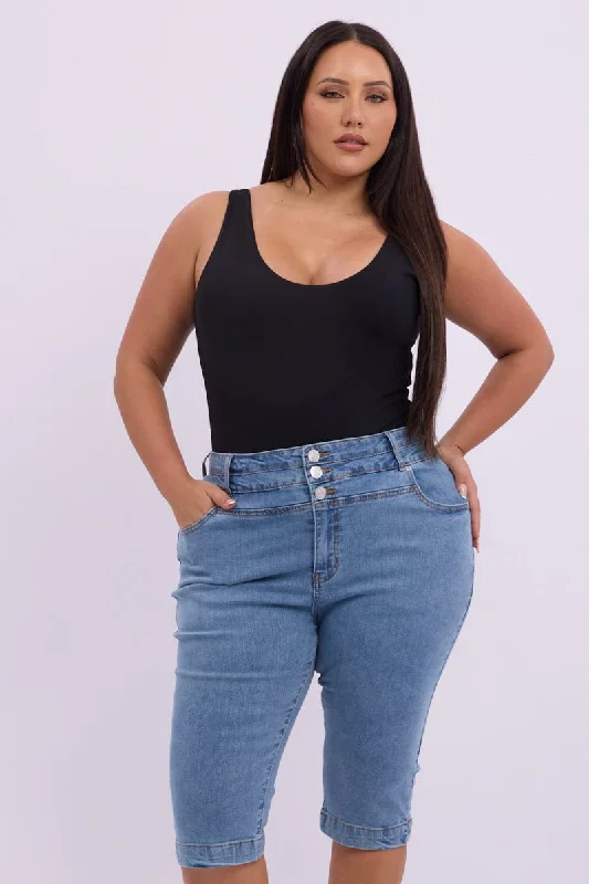 Women's Casual Outfit Limited - Edition Drops Denim Capri Jeans High Rise