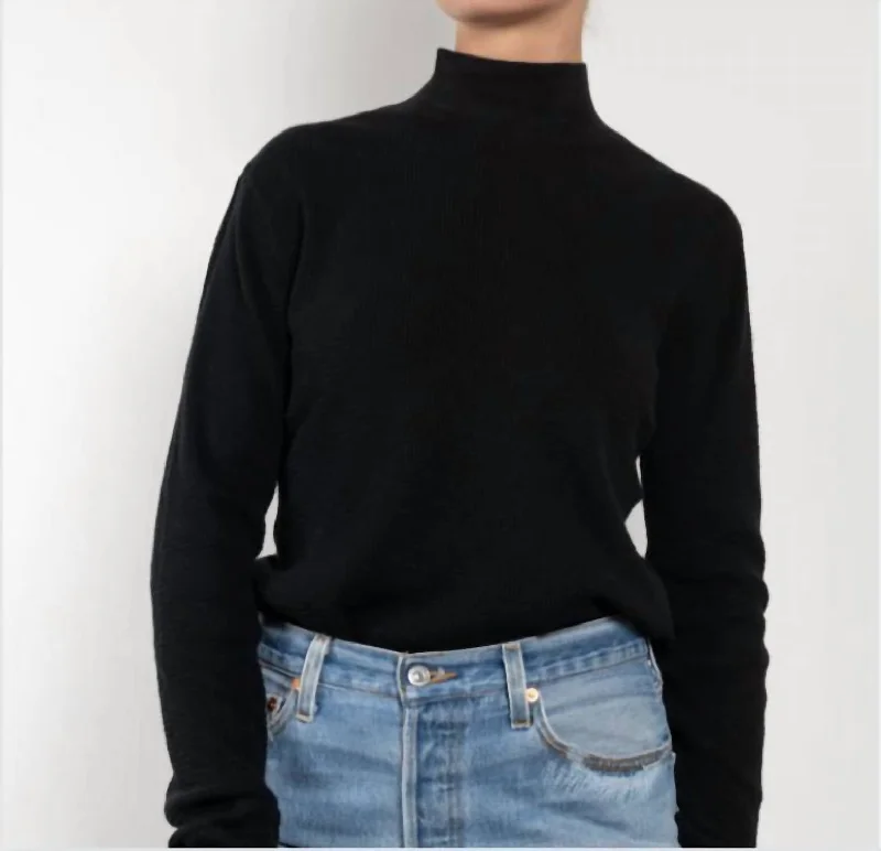 Women's Weekend Outfit Clearance Event Thermal Mock Neck Top In Black