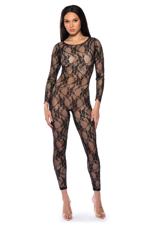 Women's Evening Apparel Refined Look THE WINNER ALL OVER LACE JUMPSUIT