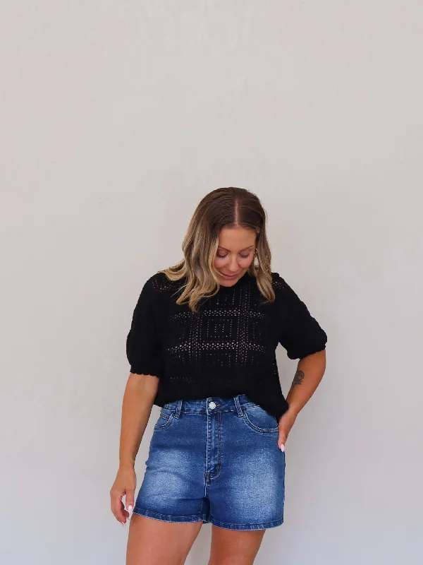 Women's Holiday Apparel Chic Outfits Jude Denim Short- Dark Blue