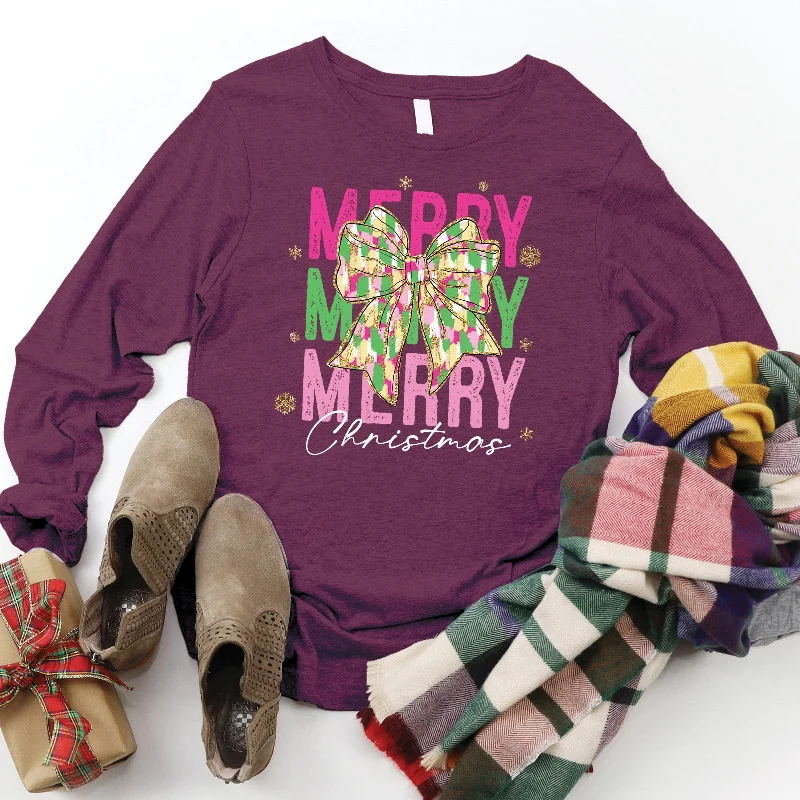 Women's Relaxed Clothes Graceful Movement Christmas Bow Long Sleeve