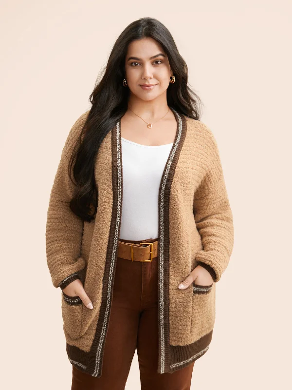 Women's Clothing Outfit Set Trend Alert Texture Contrast Drop Shoulder Sleeve Cardigan Women's Clothing Outfit Set Trend Alert Texture Contrast Drop Shoulder Sleeve Cardigan