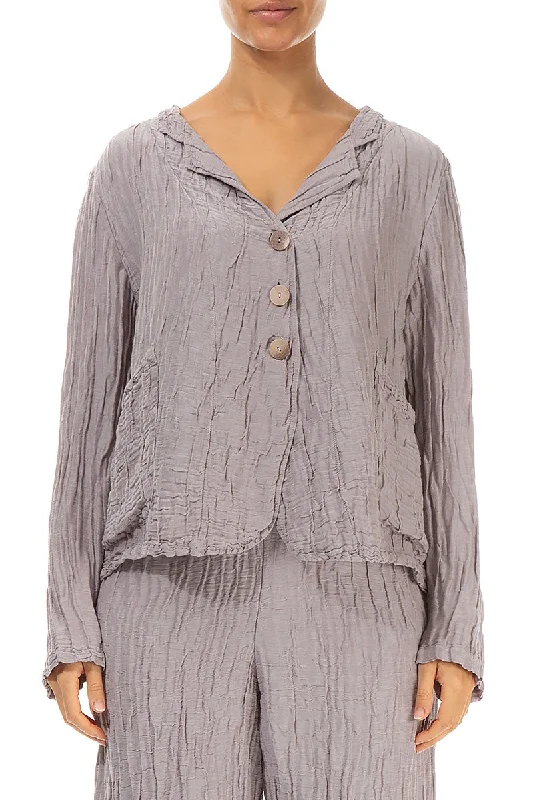 Women's Chic Apparel Quality Wear Short Crinkled Greige Silk Jacket