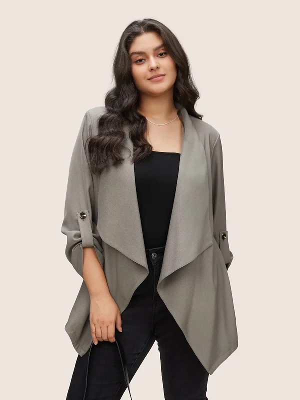 Women's High-Fashion Outfit Fashion Forward Lapel Collar Tab Sleeve Hanky Hem Blazer Women's High-Fashion Outfit Fashion Forward Lapel Collar Tab Sleeve Hanky Hem Blazer