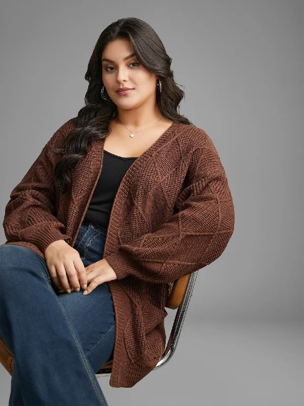 Women's Clothing Sets Elevated Style Plain Textured Pocket Drop Shoulder Cardigan