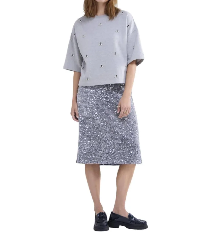 Women's Clothing For Work Graceful Movement Embellished Sweatshirt In Mist