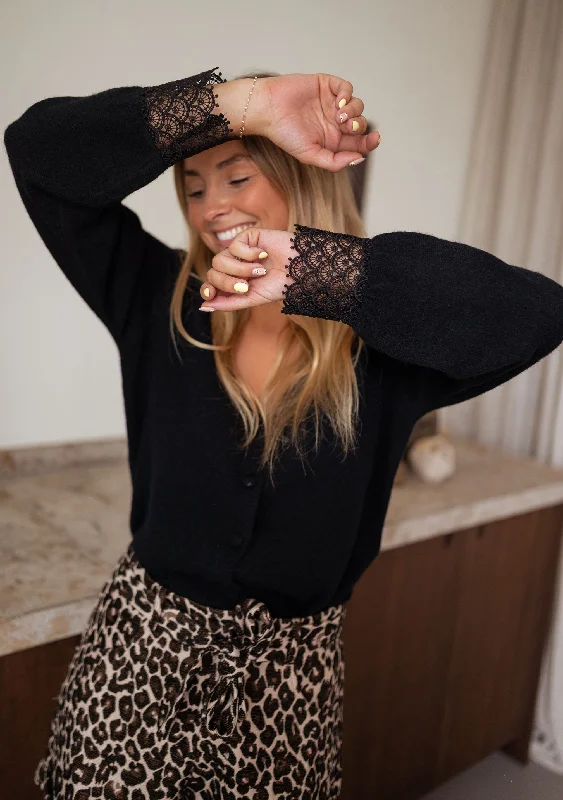 Women's Night-Out Clothes Elegant Contour Black Lace Baltha Cardigan