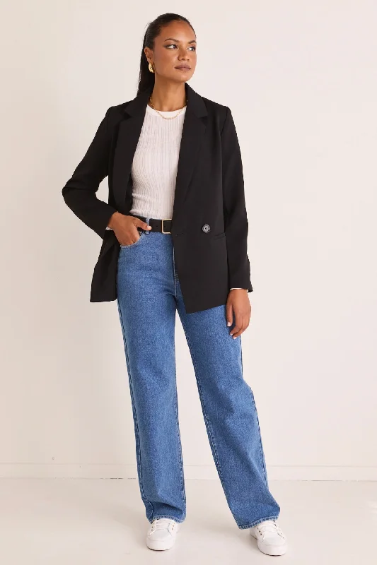 Comfortable Women's Clothes Mid - Season Sale Mission Black Soft Crepe Blazer