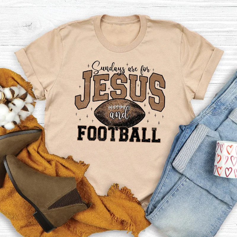 Women's High-Fashion Outfit Trend Alert Jesus and Football Tee