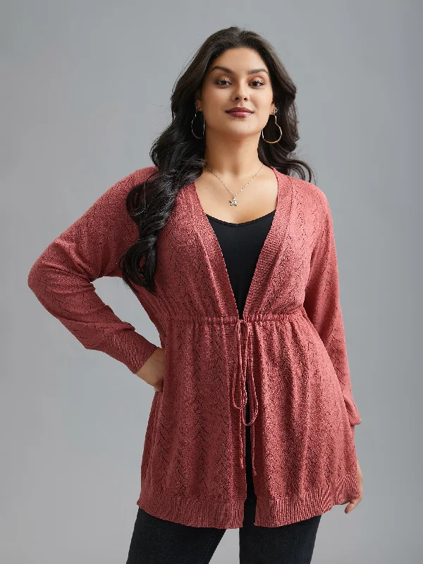 Women's Active Clothing Spring Fling Sale Textured Waist Tie Fitted Knit Cardigan