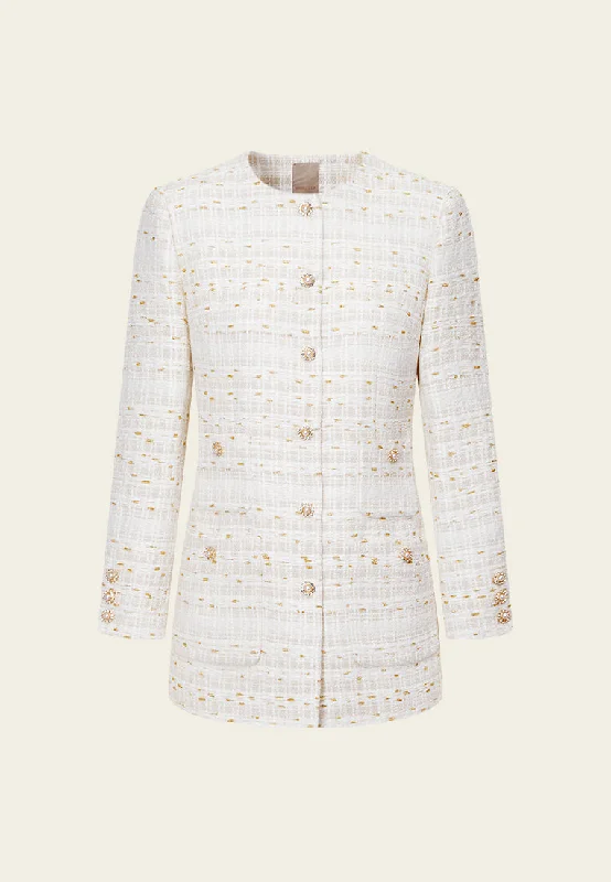 Women's Loungewear Clothes Best-Sellers Stripped Golden-lurex Mixed-tweed Jacket