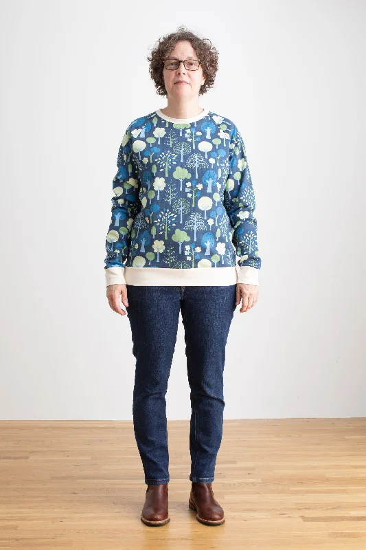Women's Fashion Clothes Women's Fashion Hotspots Adult Sweatshirt - Trees Navy