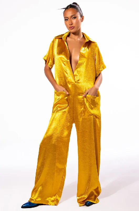 Women's Active Garments For Workouts Trendy Threads SILENT DREAMER SHORT SLEEVE SATIN JUMPSUIT Women's Active Garments For Workouts Trendy Threads SILENT DREAMER SHORT SLEEVE SATIN JUMPSUIT