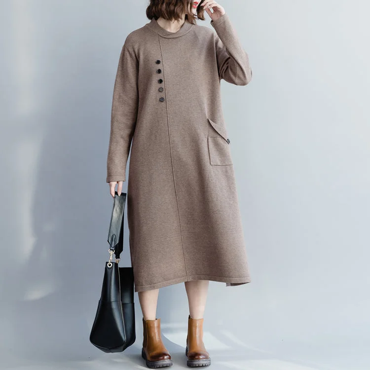 Women's Resort Garments Elevate Your Wardrobe Chunky khaki Sweater Wardrobes Street Style Big O neck pockets knit dress Women's Resort Garments Elevate Your Wardrobe Chunky khaki Sweater Wardrobes Street Style Big O neck pockets knit dress