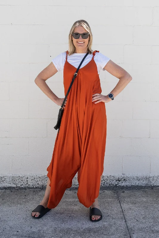 Women's Outfit Summer Fashion Rust Bali Jumpsuit