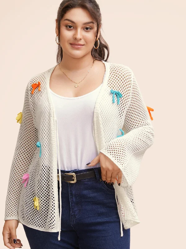 Women's Tailored Outfit Hot Sale Bowknot Tie Knot Bell Sleeve Cardigan