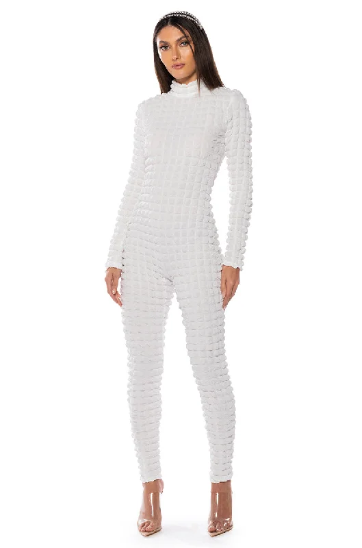 Women's Elegant Formal Outfit Holiday Attire Sale BEAT THE ODDS TEXTURED CATSUIT