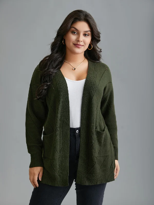 Women's Elegant Clothes Nordic Minimalist Home Look Cable Knit Open-Front Pocket Knit Cardigan Women's Elegant Clothes Nordic Minimalist Home Look Cable Knit Open-Front Pocket Knit Cardigan