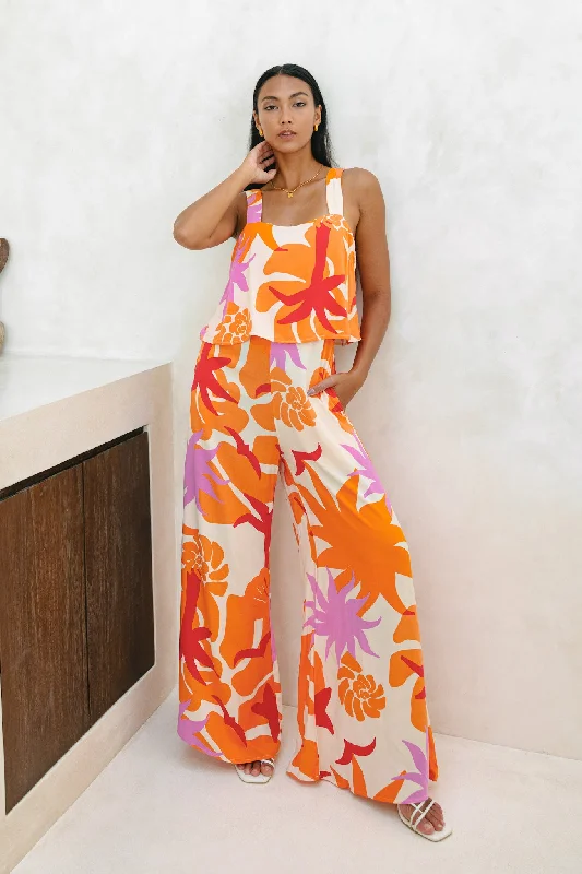 Women's Casual Wear Clothes Big Savings On Minimalist Office Styles Calinda Orange Abstract Jumpsuit Women's Casual Wear Clothes Big Savings On Minimalist Office Styles Calinda Orange Abstract Jumpsuit