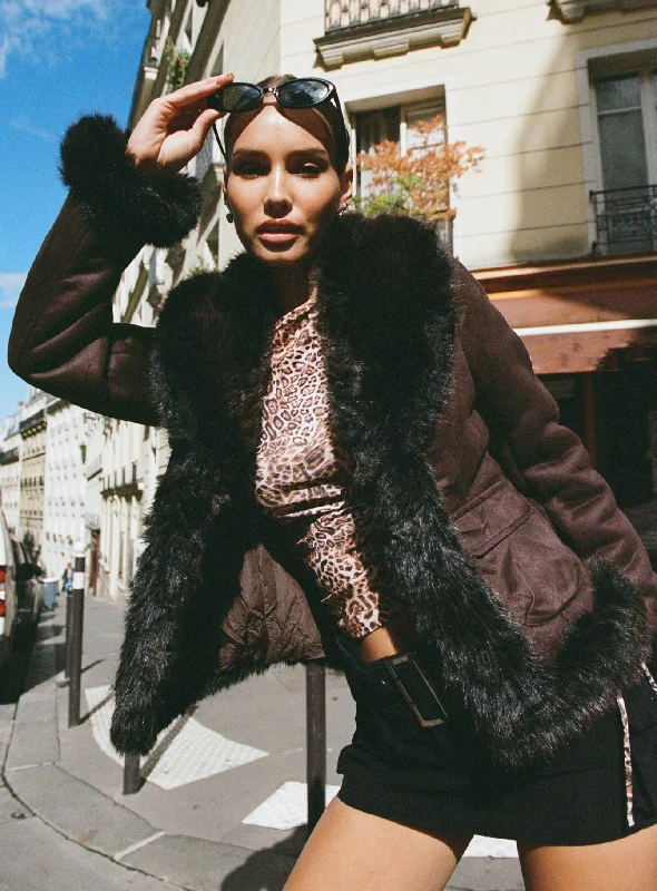 Women's Seasonal Garments Trend Forward Women's Wear Graciel Penny Lane Jacket Chocolate Women's Seasonal Garments Trend Forward Women's Wear Graciel Penny Lane Jacket Chocolate